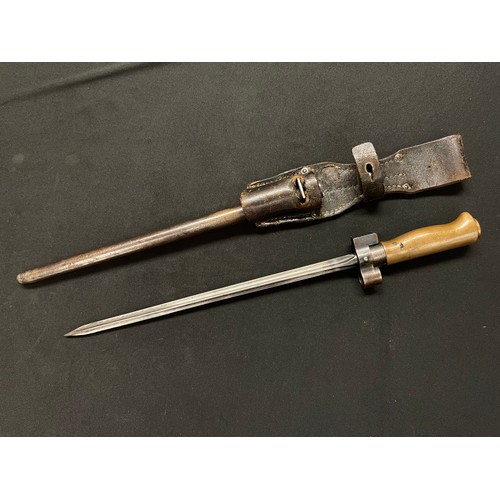 3145 - WW1 Imperial German Modified and shortened Captured French Lebel Bayonet with modified German K98 Fr... 