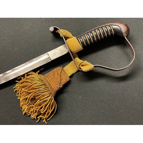 3146 - WW1 Austro - Hungarian Officers Sword with single edged fullered blade 800mm in length. No makers ma... 