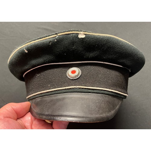 3153 - WW1 Imperial German Police Officers Cap. National Cockade to black cap band. Maker marked to lining ... 