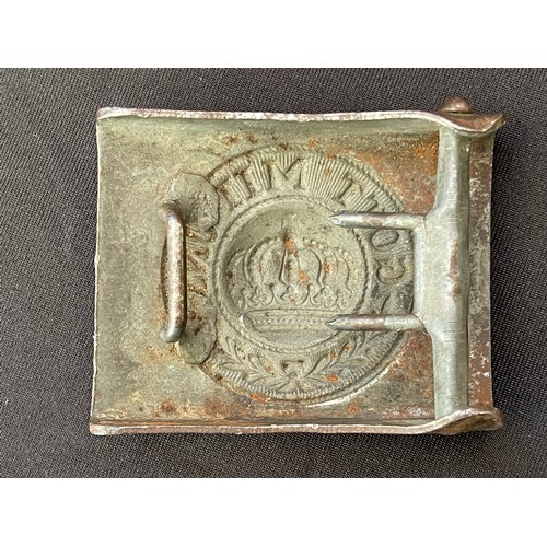 3154 - WW1 Imperial Germany Army Belt Buckle in steel with original field grey painted finish. No makers ma... 