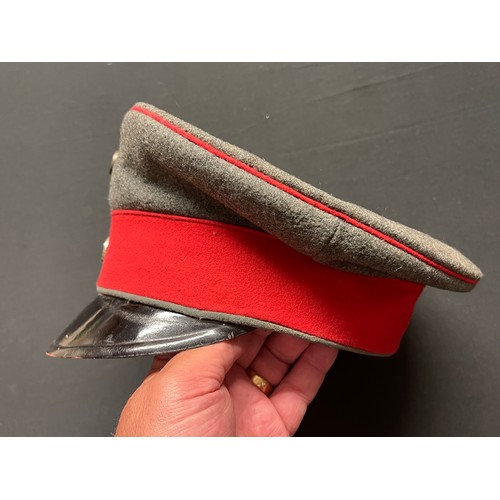 3155 - WW1 Imperial German Army Reserve Officers Cap. Reservists Cross Cockade to Red Cap Band. No makers m... 