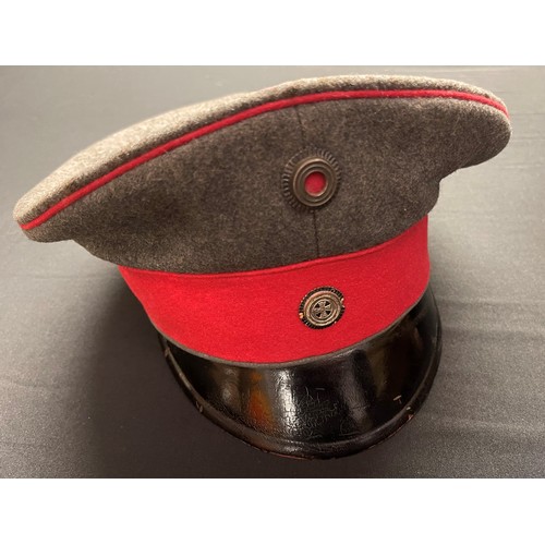 3155 - WW1 Imperial German Army Reserve Officers Cap. Reservists Cross Cockade to Red Cap Band. No makers m... 