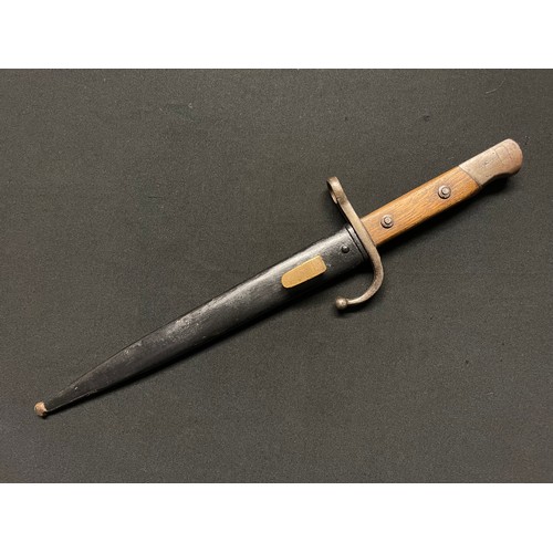 3161 - WW1 Turkish/Ottoman model bayonet with fullered single edged blade 25mm in length, guard with hooked... 