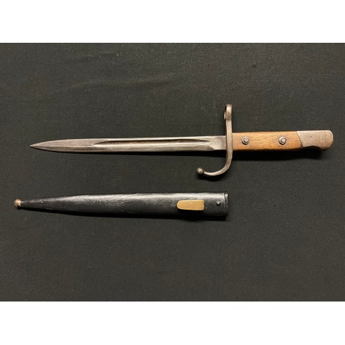 3161 - WW1 Turkish/Ottoman model bayonet with fullered single edged blade 25mm in length, guard with hooked... 