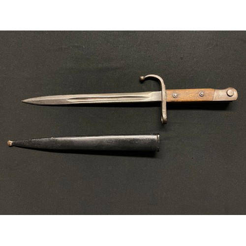 3161 - WW1 Turkish/Ottoman model bayonet with fullered single edged blade 25mm in length, guard with hooked... 