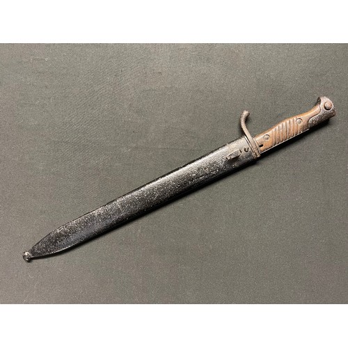 3166 - WW1 Imperial German Butcher Bayonet with fullered single edged blade 365mm in length, maked  