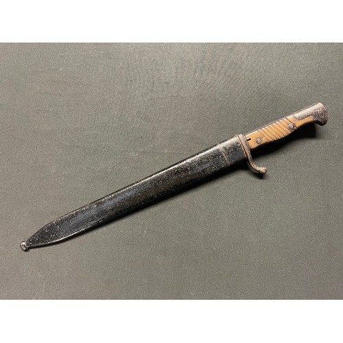 3166 - WW1 Imperial German Butcher Bayonet with fullered single edged blade 365mm in length, maked  