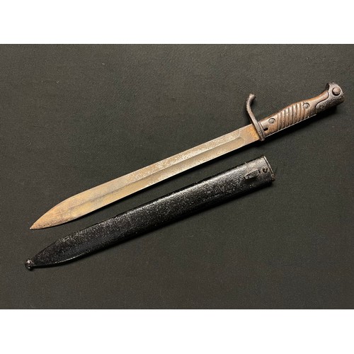 3166 - WW1 Imperial German Butcher Bayonet with fullered single edged blade 365mm in length, maked  