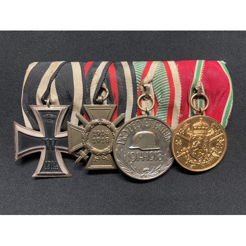 3167 - WW1 Imperial German Medal Bar comprising of Iron Cross 2nd Class 1914, Cross of Honour, Austro Hunga... 