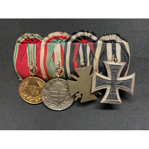 3167 - WW1 Imperial German Medal Bar comprising of Iron Cross 2nd Class 1914, Cross of Honour, Austro Hunga... 