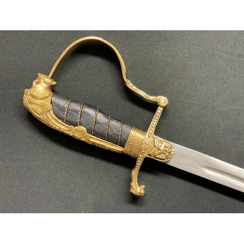 3170 - Reproduction WW1 Imperial German Army Lion Head Sword with fullered single edged blade 815mm in leng... 