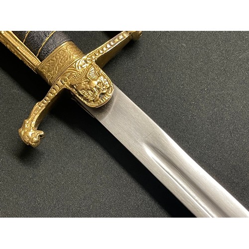 3170 - Reproduction WW1 Imperial German Army Lion Head Sword with fullered single edged blade 815mm in leng... 