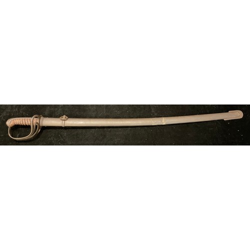 463 - Militaria - a 19th century sword, wire bound leather grip, the 85.5cm blade stamped 1579AE, the stee... 