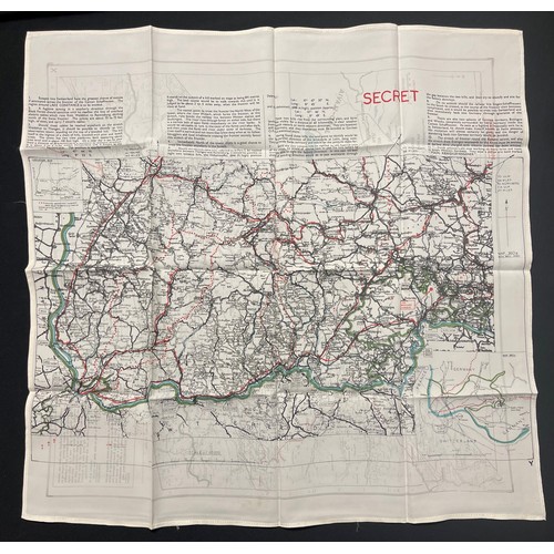 3187 - WW2 British RAF Silk Escape Map code letter X/Y. Shows escape routes to Switzerland.