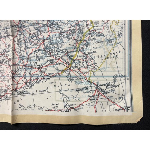 3188 - WW2 British RAF Silk Escape and Evasion Map code F/G of Scandinavia and the Baltic. Unsewn edge exam... 