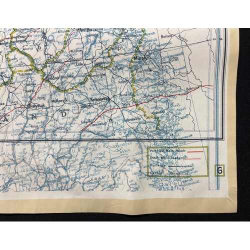 3188 - WW2 British RAF Silk Escape and Evasion Map code F/G of Scandinavia and the Baltic. Unsewn edge exam... 