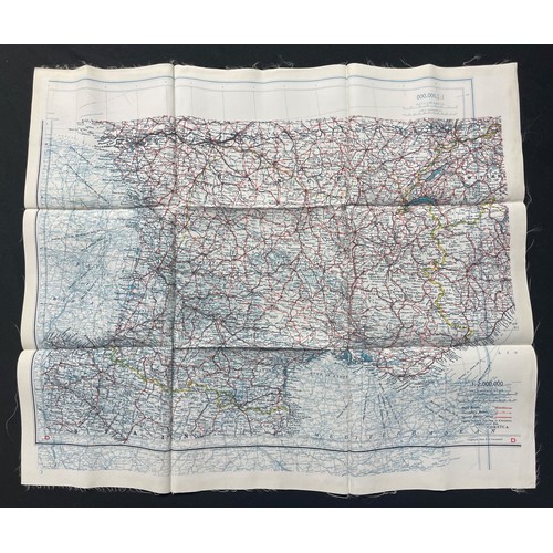 3190 - WW2 British RAF Silk Escape Map of France Code letter C/D.