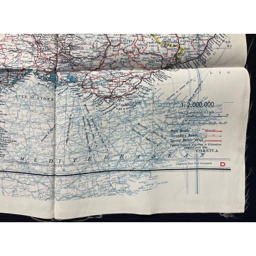 3190 - WW2 British RAF Silk Escape Map of France Code letter C/D.