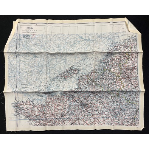 3191 - WW2 British RAF Silk Escape Map of France Code letter C/D.