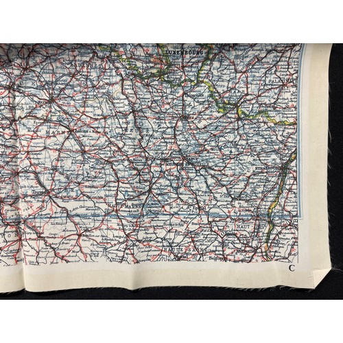 3191 - WW2 British RAF Silk Escape Map of France Code letter C/D.