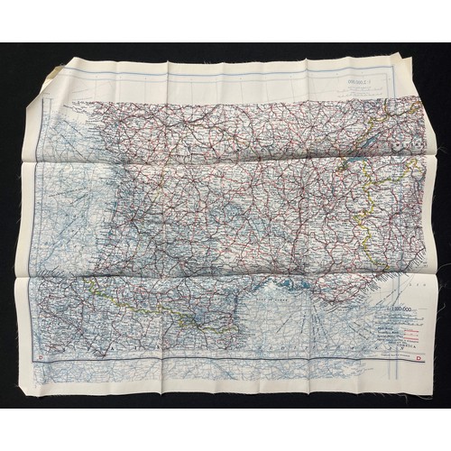 3191 - WW2 British RAF Silk Escape Map of France Code letter C/D.