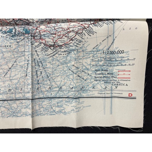 3191 - WW2 British RAF Silk Escape Map of France Code letter C/D.