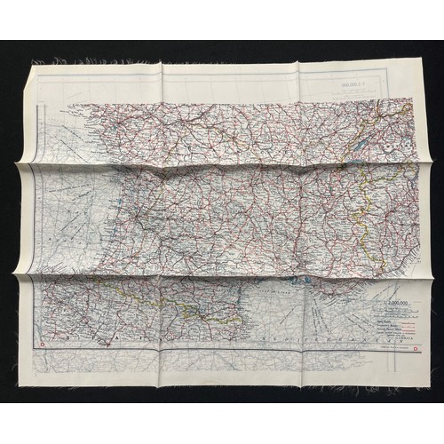 3192 - WW2 British RAF Silk Escape Map of France Code letter C/D.