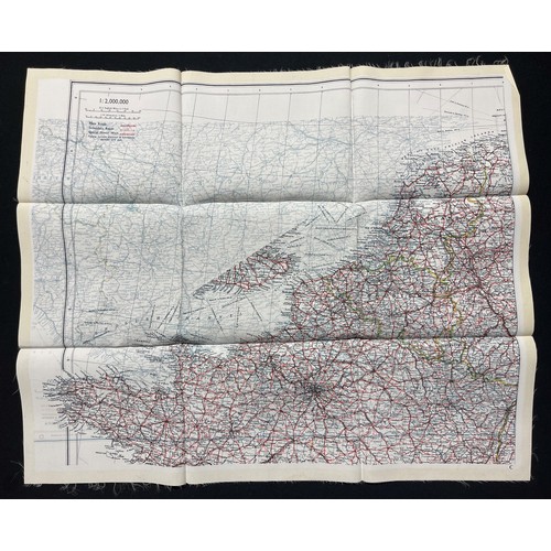 3192 - WW2 British RAF Silk Escape Map of France Code letter C/D.