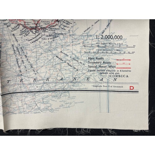 3192 - WW2 British RAF Silk Escape Map of France Code letter C/D.