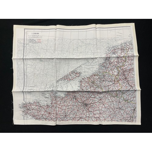 3193 - WW2 British RAF Silk Escape Map of France Code letter C/D.