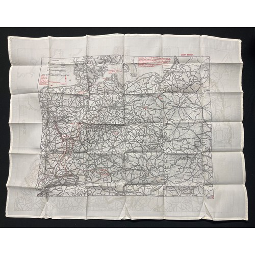 3195 - WW2 British RAF Silk Escape Map of France and Germany. Code letter 9C(a) / 9U/R. Double sided.