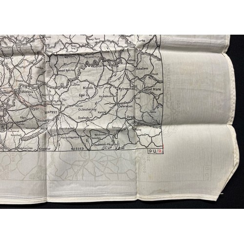 3196 - WW2 British RAF Silk Escape Map of France and Germany. Code letter 9C(a) / 9U/R. Double sided.