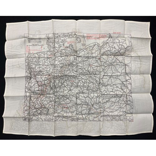 3197 - WW2 British RAF Silk Escape Map of France and Germany. Code letter 9C(a) / 9U/R. Double sided.