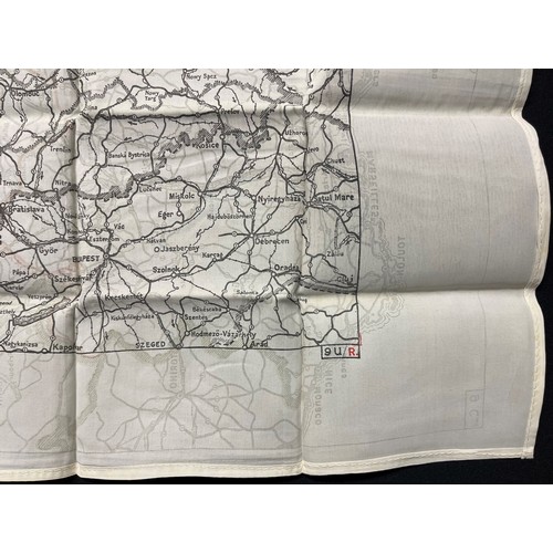 3197 - WW2 British RAF Silk Escape Map of France and Germany. Code letter 9C(a) / 9U/R. Double sided.