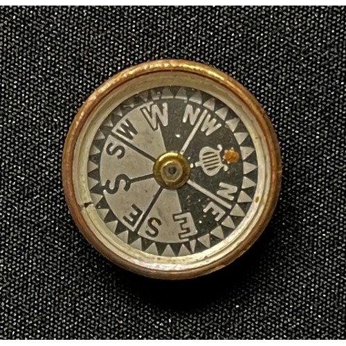 3207 - WW2 British Escape Compass, brass body, 17mm in diameter. Working order.