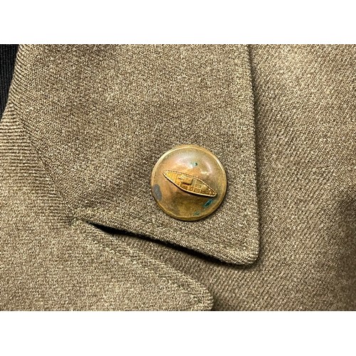 3224 - WW2 US Army Armoured Corps Ike jacket with originally sewn insignia: T5 rank stripes, Overseas servi... 