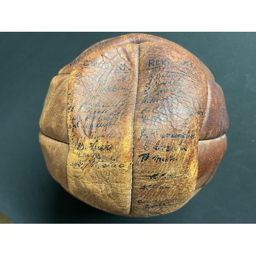 3227 - WWII leather football inscribed 