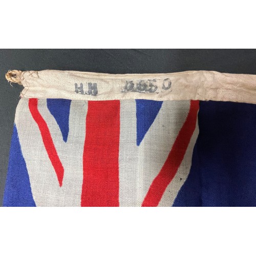 3234 - WW2 British Royal Army Service Corps Flag. Screen printed, size 87cm x 44cm. Dated 1944. Faint maker... 