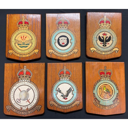 3241 - WW2 British RAF Wall Plaques. Original transfers applied to a wooden sheild backing. 6 in total: 