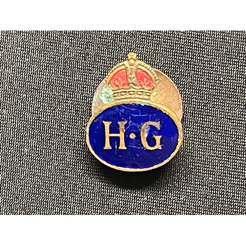 3243 - WW2 British Enamel Lapel Badge collection to include: ARP badge in hallmarked silver: Four Home Guar... 