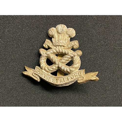 3255 - WW2 British Cap Badges collection to include: North Staffs x 3, North Staffs Plastic Economy, East S... 