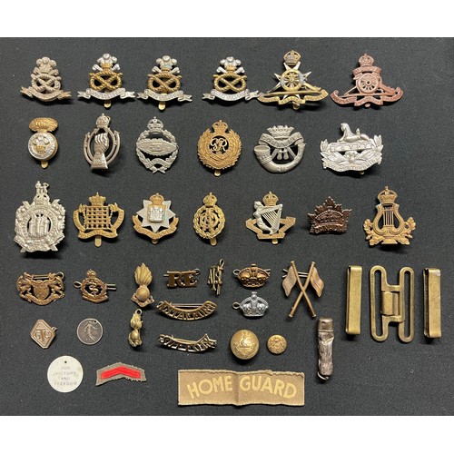 3255 - WW2 British Cap Badges collection to include: North Staffs x 3, North Staffs Plastic Economy, East S... 