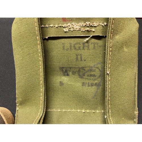 3268 - WW2 British Lightweight Gas Mask Bag dated 1943: RAF Small Pack (no divider and tabs to reverse remo... 