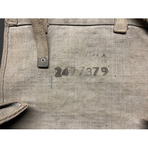 3268 - WW2 British Lightweight Gas Mask Bag dated 1943: RAF Small Pack (no divider and tabs to reverse remo... 