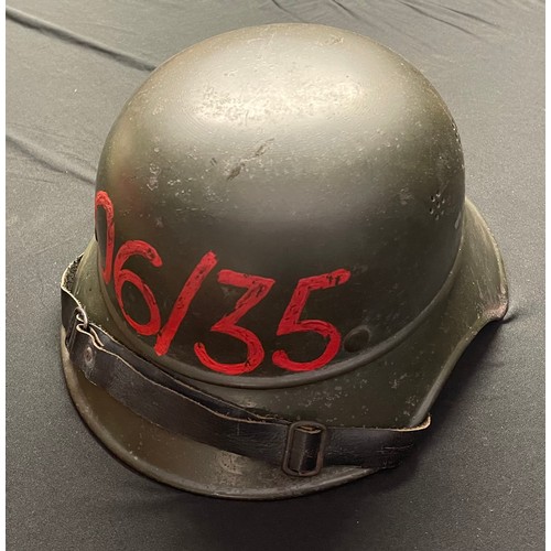 3291 - WW2 Third Reich M38 Luftschutz Helmet for Deutsche Reichsbahn reissued to Essen district Volksturm. ... 