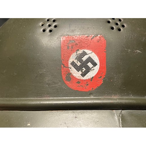 3291 - WW2 Third Reich M38 Luftschutz Helmet for Deutsche Reichsbahn reissued to Essen district Volksturm. ... 