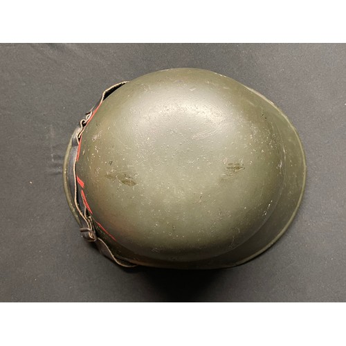 3291 - WW2 Third Reich M38 Luftschutz Helmet for Deutsche Reichsbahn reissued to Essen district Volksturm. ... 