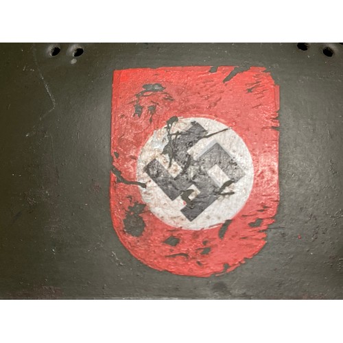 3291 - WW2 Third Reich M38 Luftschutz Helmet for Deutsche Reichsbahn reissued to Essen district Volksturm. ... 