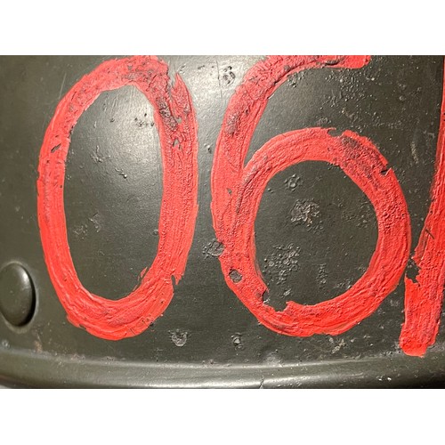 3291 - WW2 Third Reich M38 Luftschutz Helmet for Deutsche Reichsbahn reissued to Essen district Volksturm. ... 