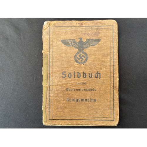 3294 - WW2 Third Reich Kriegsmarine Soldbuch to M.A. Ob. Gref. Helmet Schwed. Born 7/9/21. Served from Oct.... 